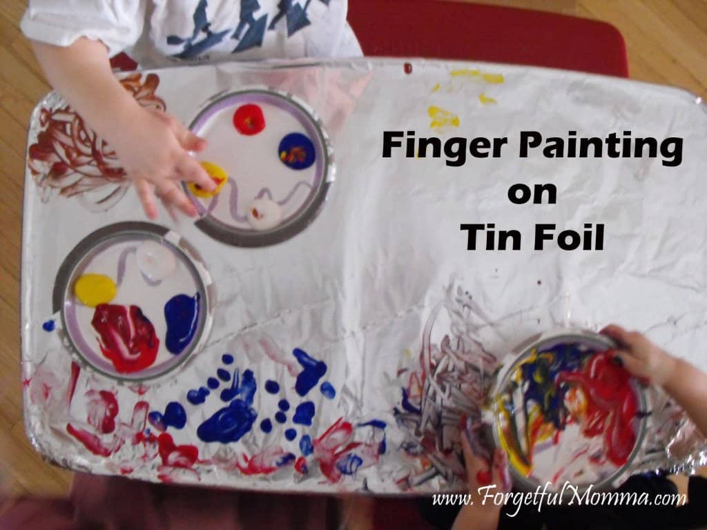 finger painting on tin foil