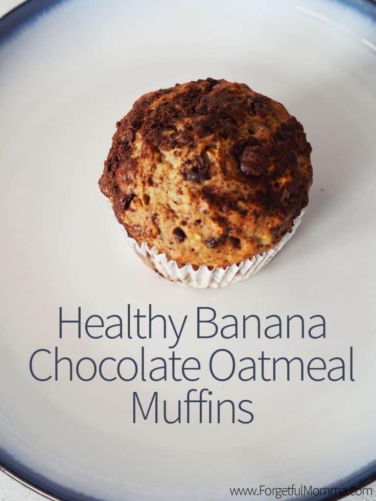Healthy Banana Chocolate Oatmeal Muffins
