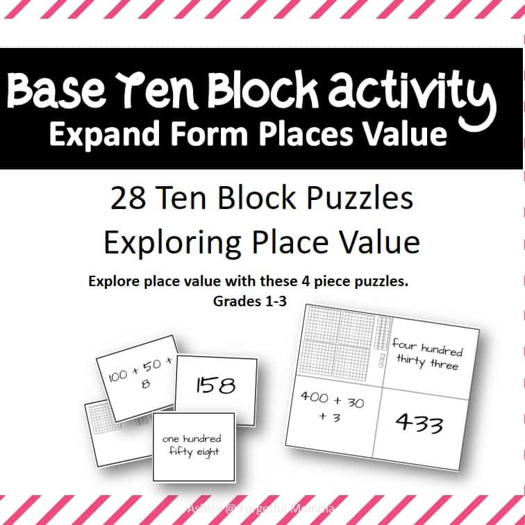 Place Values Base Ten Block Activity Momma