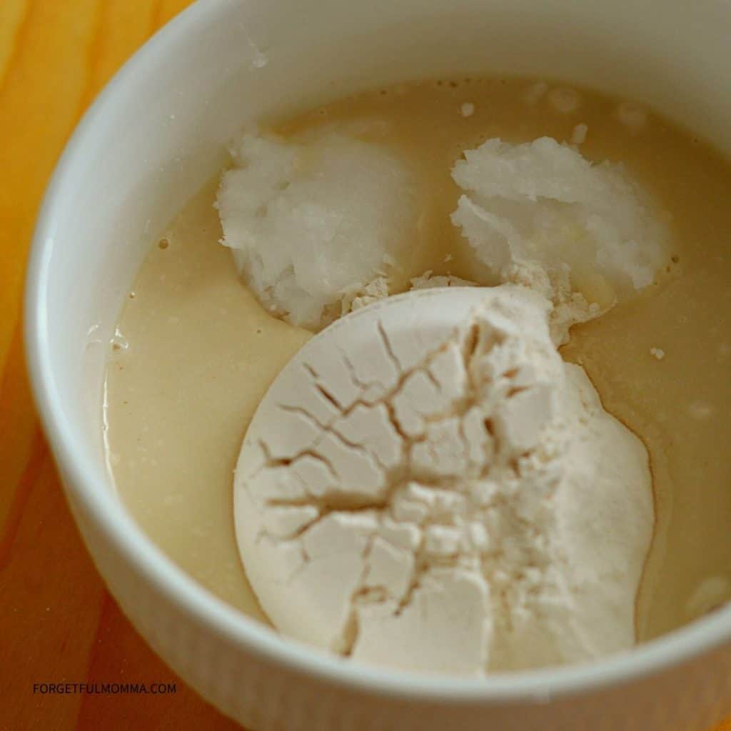Single Serve Coconut Mug Cake - ingredients in bowl