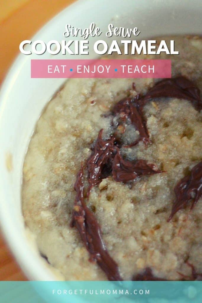 Single Serve Cookie Oatmeal - oatmeal ina a bowl with text overlay