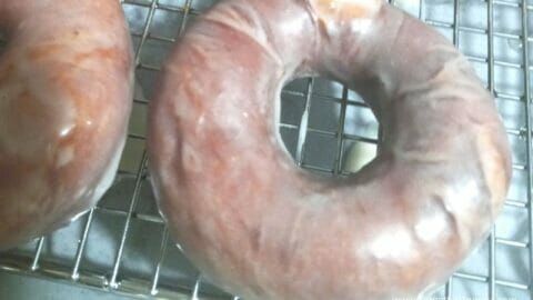 Homemade Glazed Donuts - glazed drying on donuts