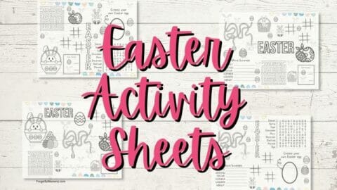 Easter Activity Sheets samples with text overlay