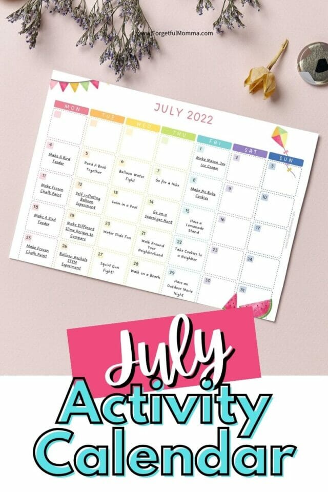July Activity Calendar Forgetful Momma